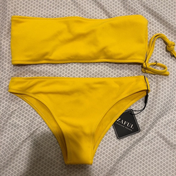 yellow bandeau bathing suit